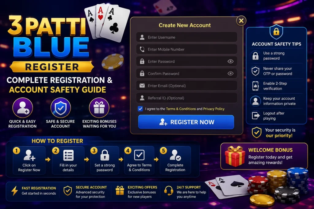 3 Patti Blue Register: Complete Registration Process 2026
